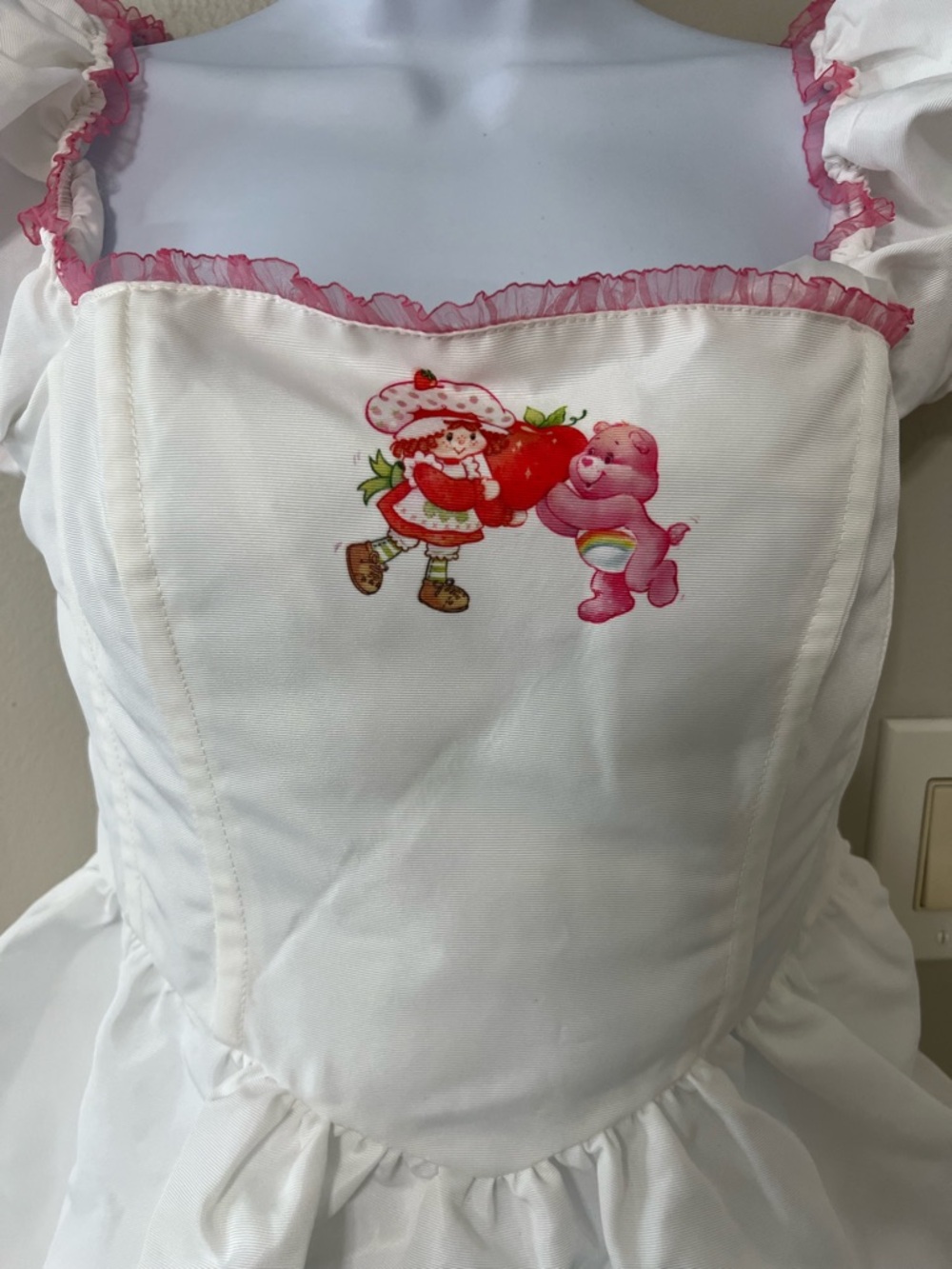 Dolls Kill Strawberry Shortcake Care Bears Puff Sleeve Coquette Dress M - Picture 4 of 16